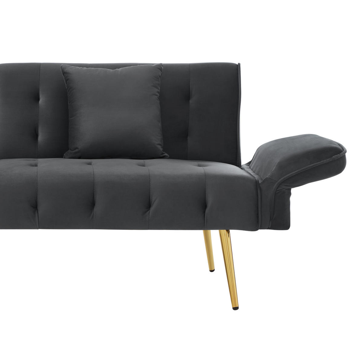 SCHLAFSOFA 2-Sitzer mit Liegefunktion 215 x 81,5 cm Velours Antique Gray - Grau, Kunststoff (178/70/82cm) - Meubliv