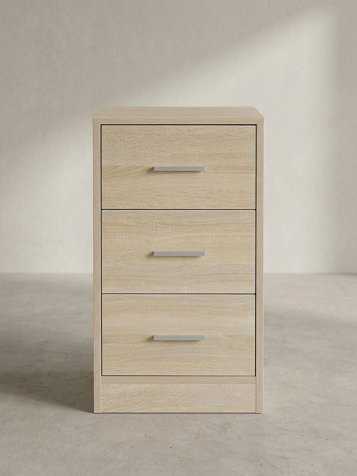 NACHTTISCH Holz 3 Schubladen Melaminbeschichtet Modern, Beige 38x35x68 cm - Beige, Holz/Kunststoff (38/68/35cm) - KADIMA DESIGN