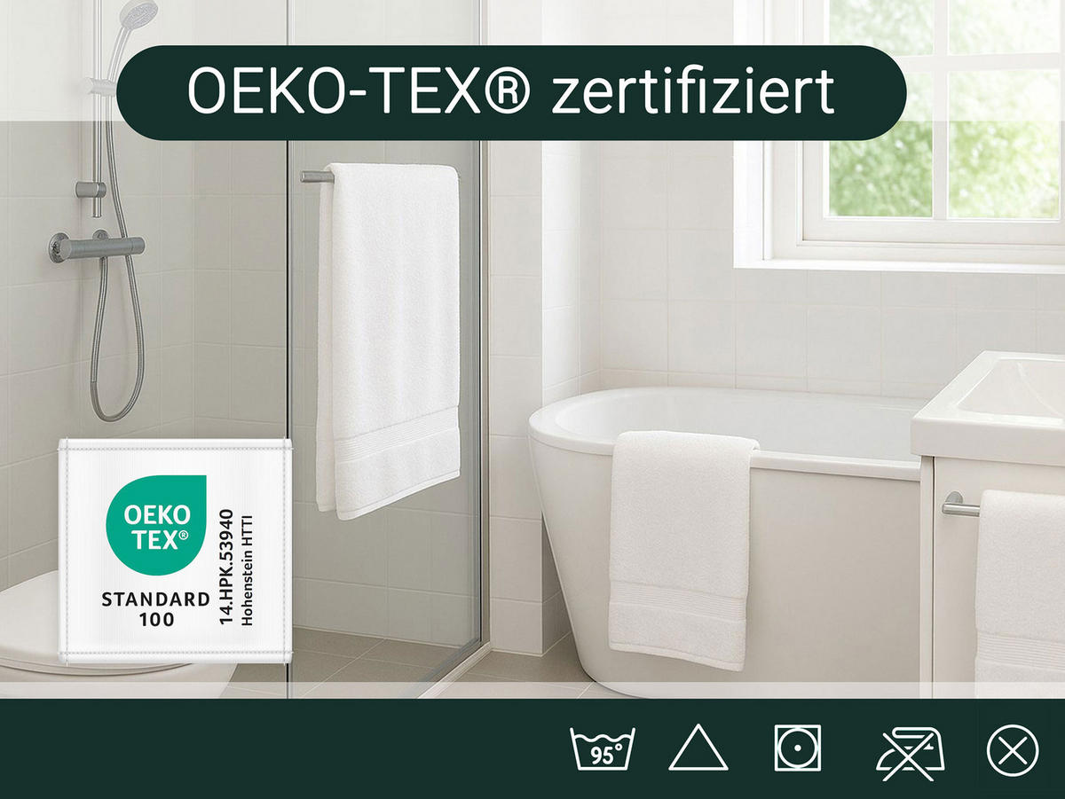 DUSCHTÜCHER, 3er-Set, 70x140 cm, 100% Baumwolle, Weiß - Weiß, Textil (70/140cm) - Zollner