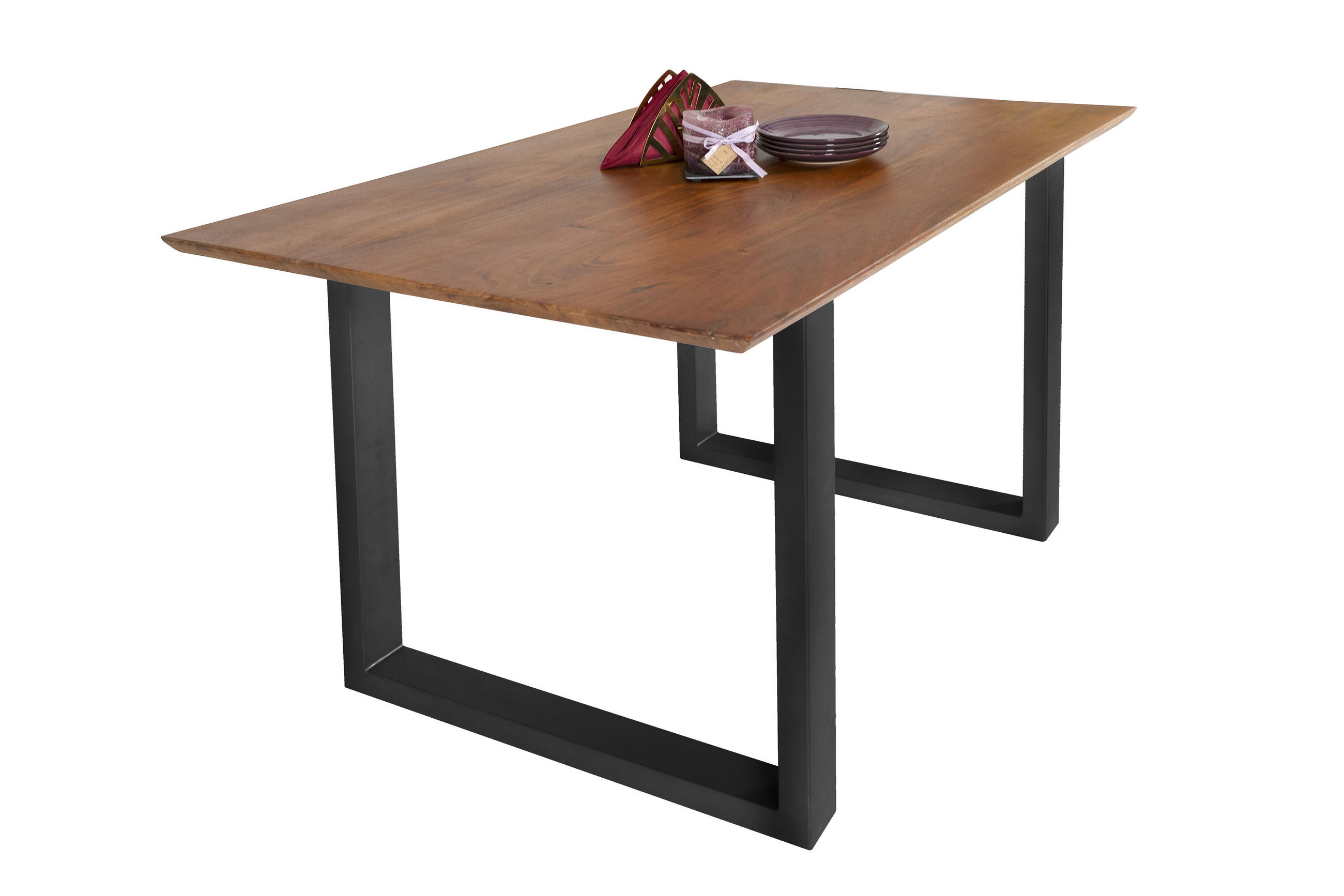 ESSTISCH ATLANTA - Schwarz/Braun, Holz/Metall (80/120/77cm) - SAM