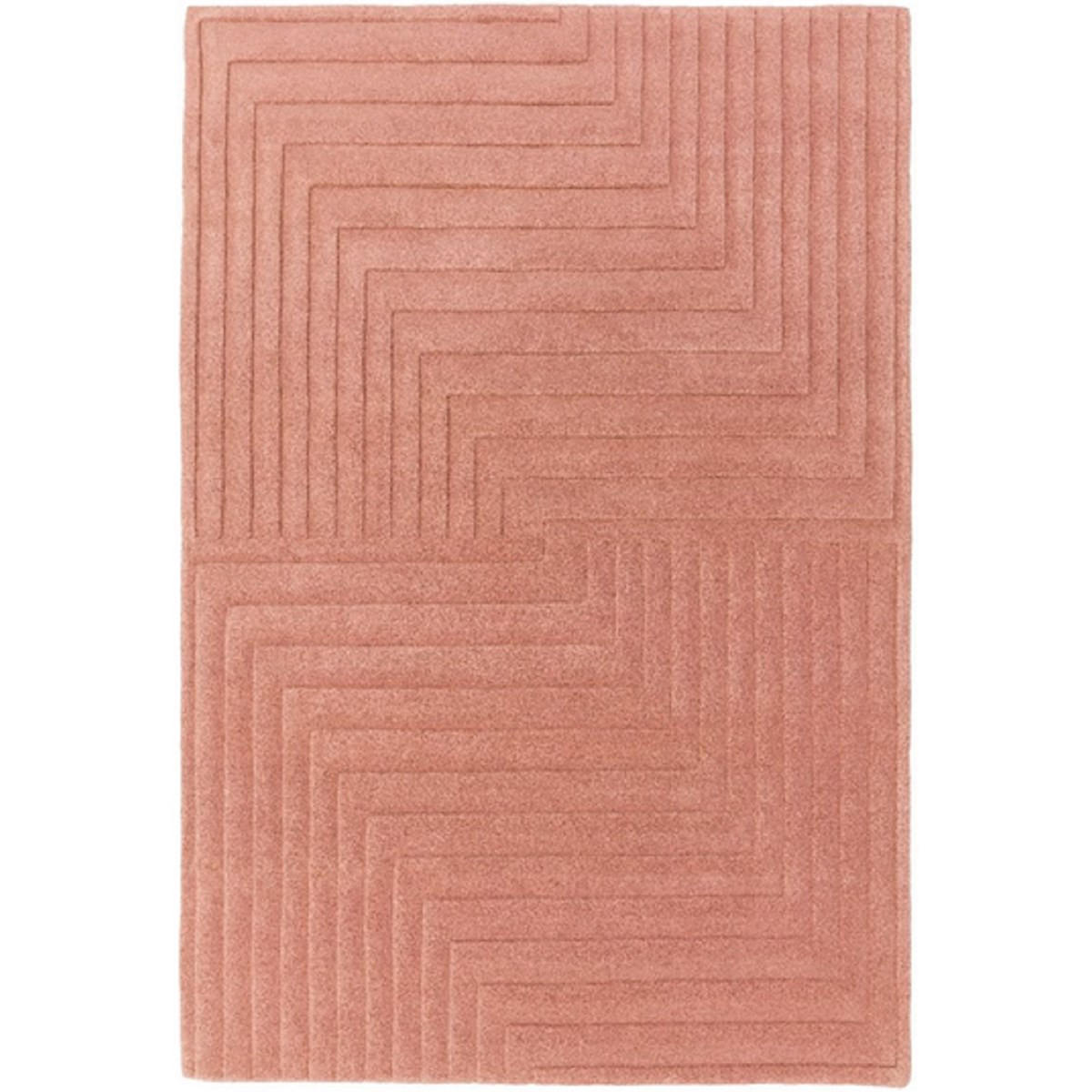 TEPPICH Einfarbiger aus reiner Wolle, handgetuftet, Reliefmuster SQUARE Rosa 120 x 170 cm - Pink, Naturmaterialien (120/170cm) - Novatrend