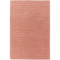 TEPPICH Einfarbiger aus reiner Wolle, handgetuftet, Reliefmuster SQUARE Rosa 120 x 170 cm - Pink, Naturmaterialien (120/170cm) - Novatrend