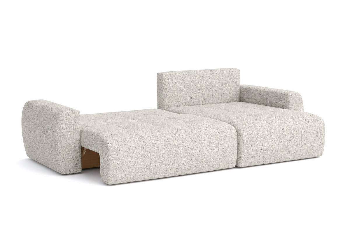 ECKSOFA Mit Schlaffunktion Und Bettkasten L-Form Ivo L, Chenille-Stoff Artico, Nata, Rechts - Beige, Holz (250/142cm) - Kaiser Möbel