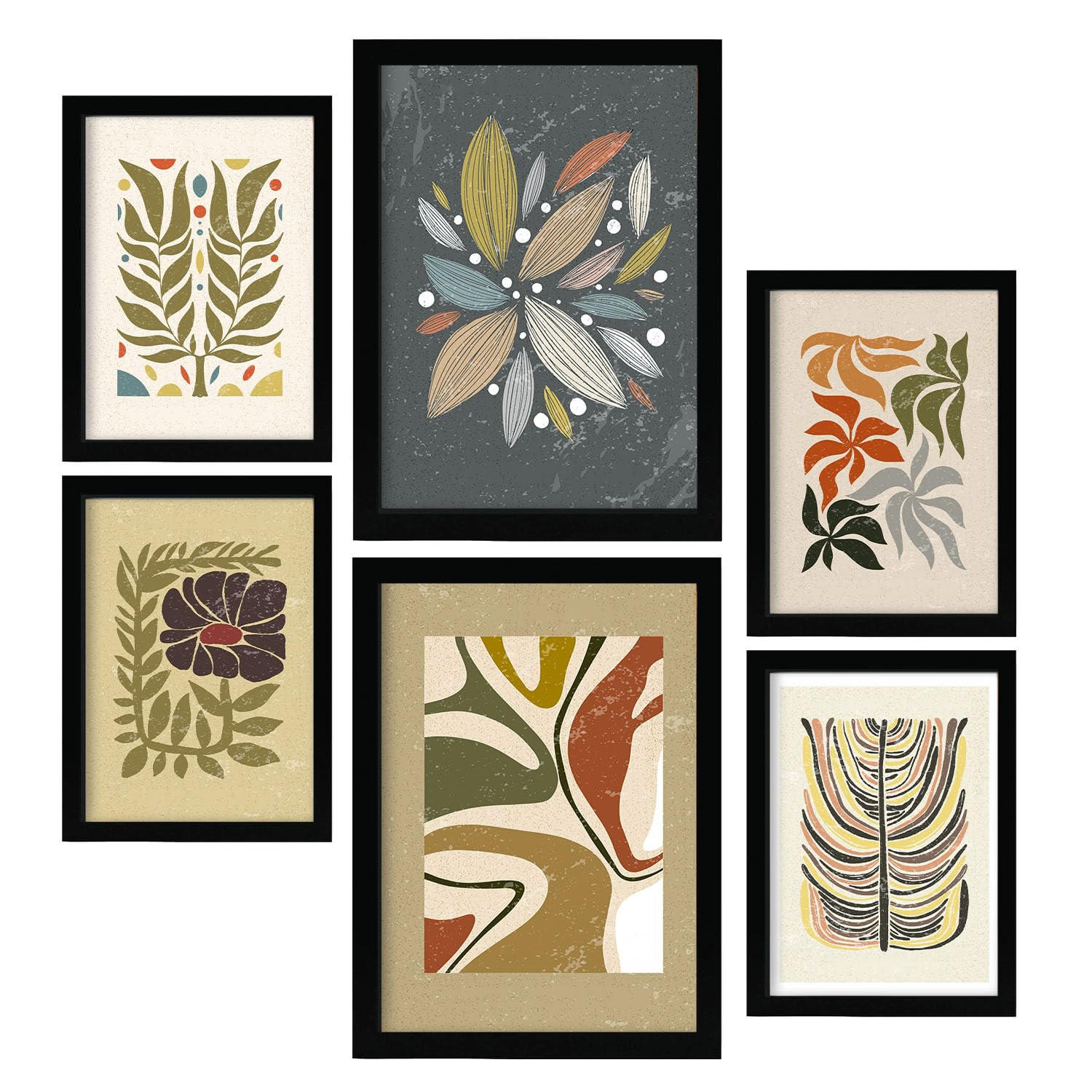 POSTER Set Mit 6 Drucken Von Pflanzen Im Ethnischen Drucker Sammlung A3 & A4 Rahmenlos - Klar, Papier (29/3cm) - Nacnic