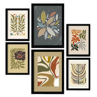 POSTER Set Mit 6 Drucken Von Pflanzen Im Ethnischen Drucker Sammlung Dekorative Rahmen Für Ihr Zuhause Wandkunstdruck A3 & A4 Schwarzer Rahmen - Schwarz, Papier (29/3cm) - Nacnic