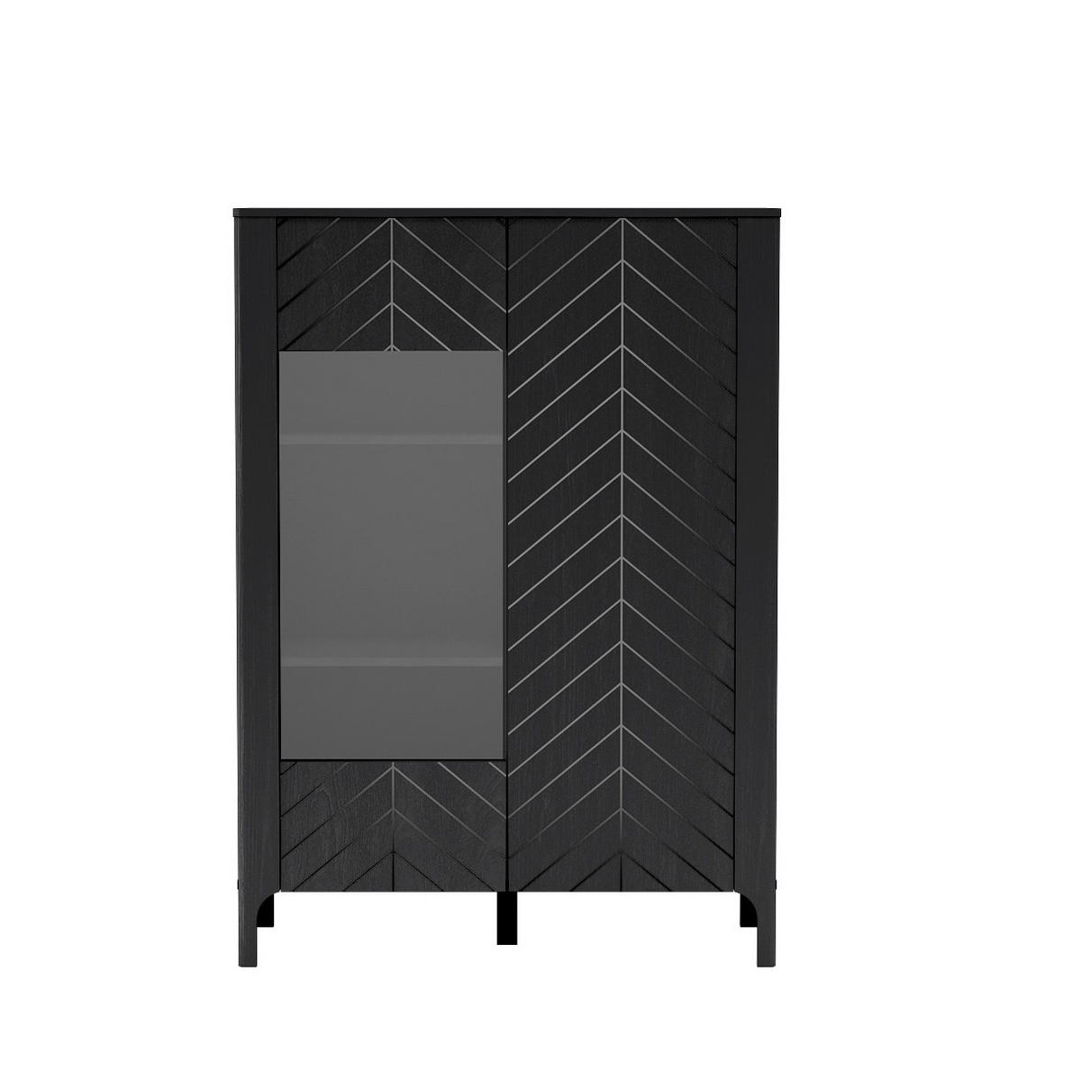 VITRINE Lumi Schwarz, zweitürig - Schwarz, Holzwerkstoff (103/145/41cm) - Bettso