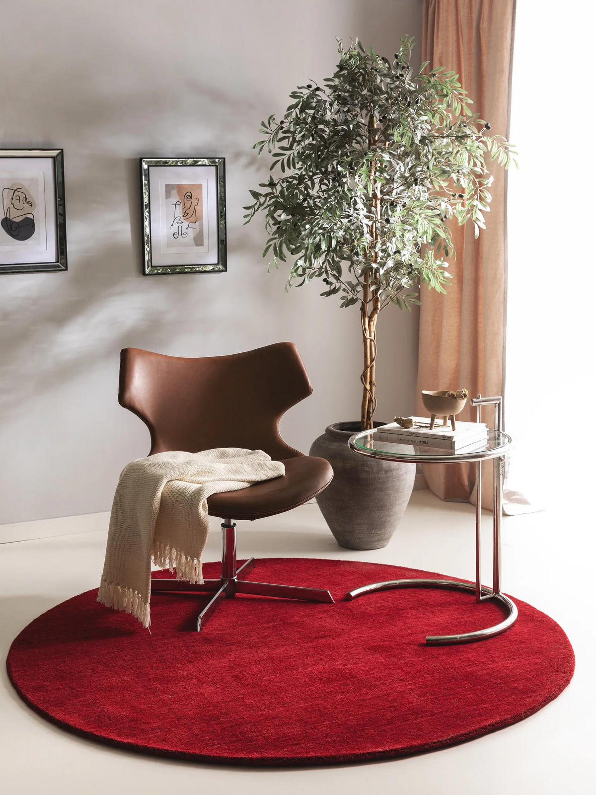 VOLNENA preproga Jamal rdeča ø 160 cm - rdeča, umetna masa/tekstil (160/160cm) - benuta Nest