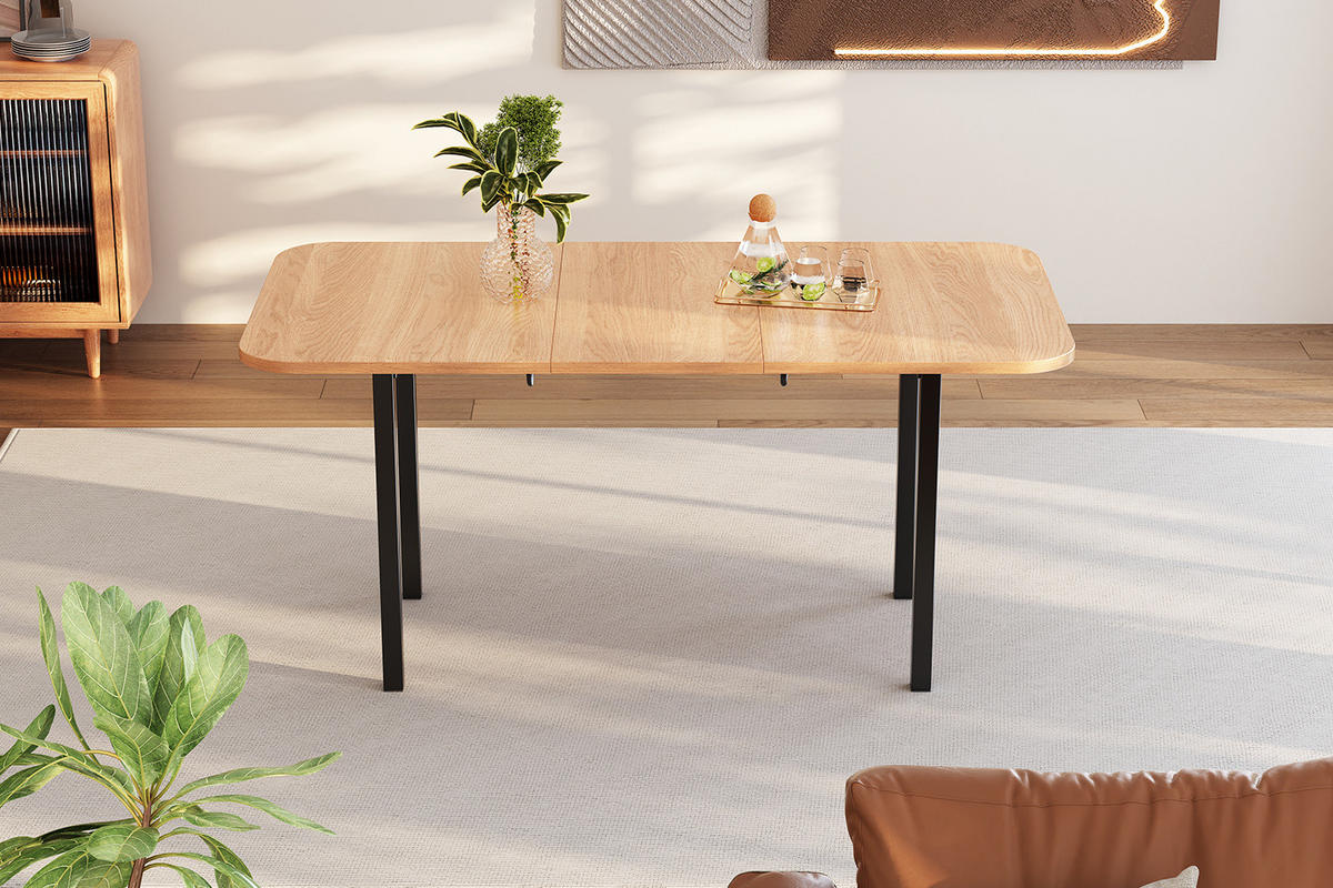 ESSTISCH 120/160 cm Naturfarbe aus MDF mit Ausziehfunktion - Eichefarben, Holzwerkstoff (160/80/75cm) - OKMYHOME
