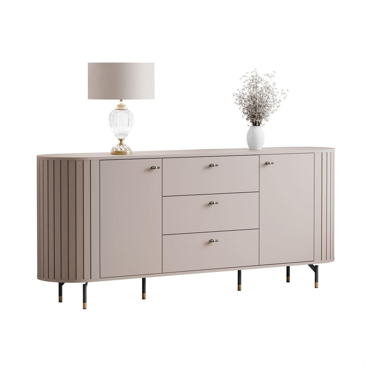 KOMMODE ELODIE 190 2T3S Kaschmir - Kaschmir, Holzwerkstoff (190/81/40cm) - Lookway