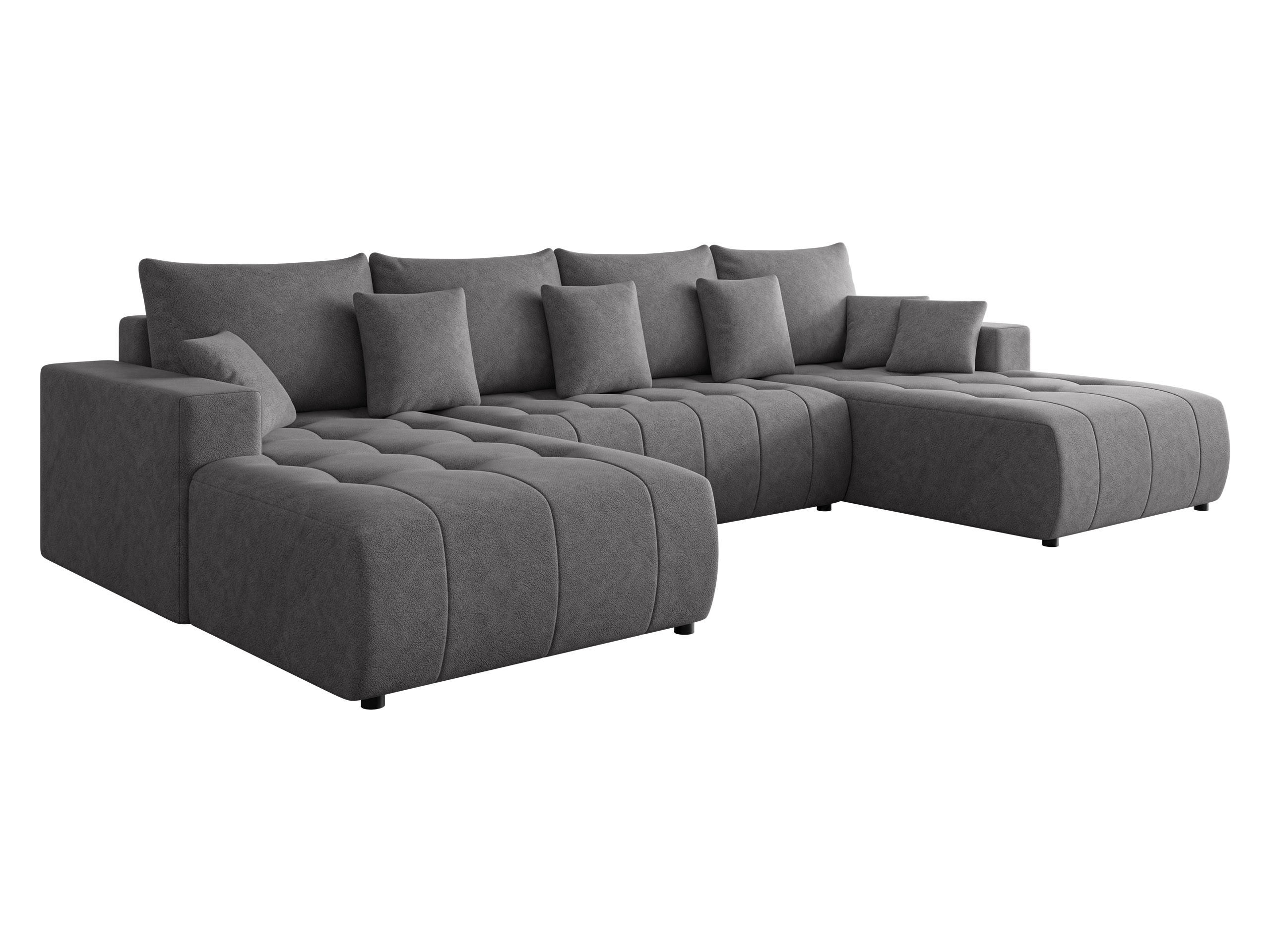 WOHNLANDSCHAFT Fabio U - Schwarz/Grau, Holz/Kunststoff (346/88/188cm) - MIRJAN24