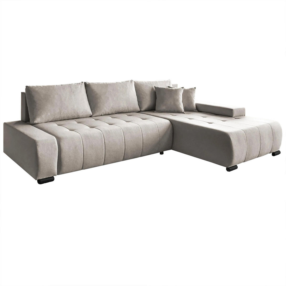 ECKSCHLAFSOFA Draco L Beige - Beige/Schwarz, Textil/Metall (268/183cm) - Beautysofa
