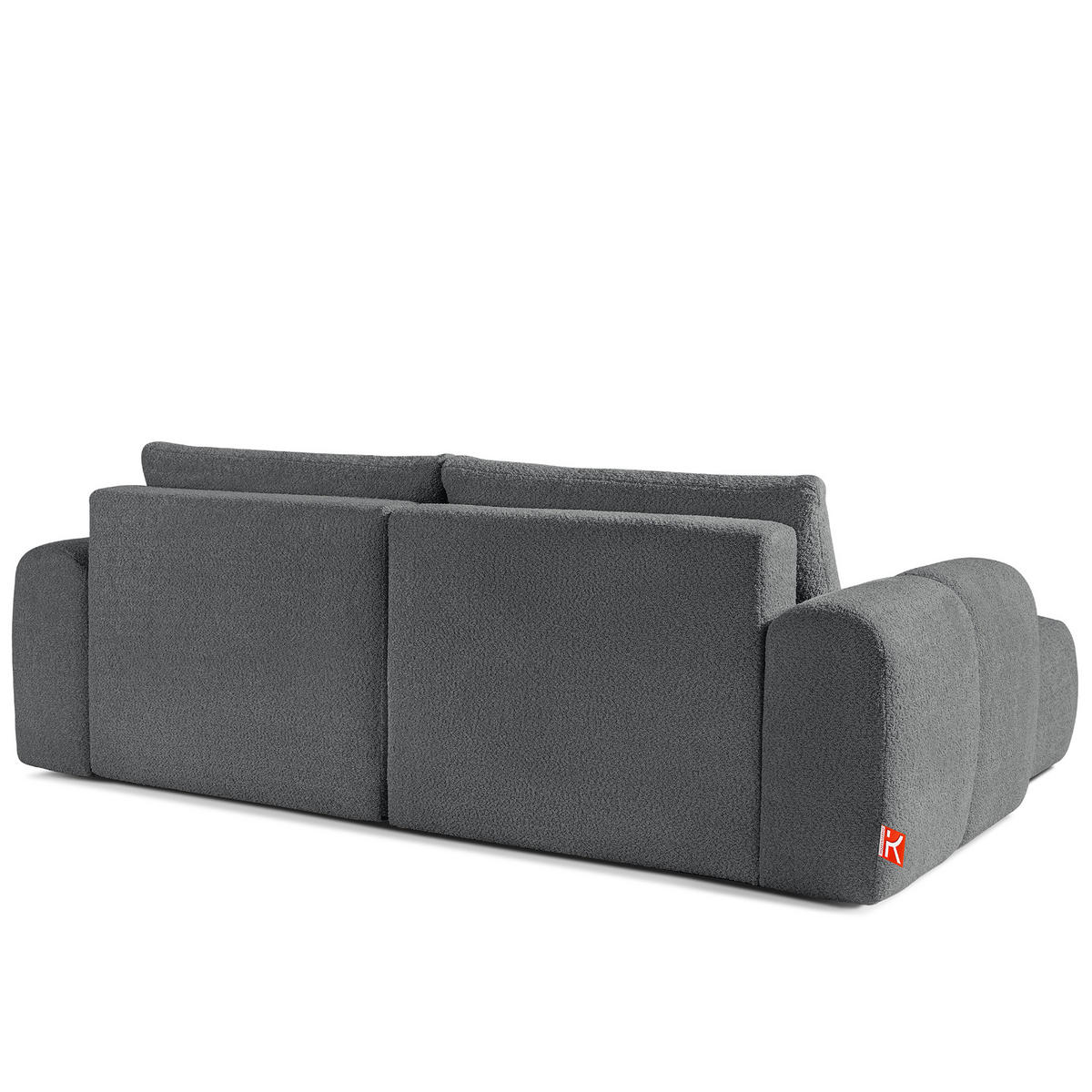 ECKSOFA RECHTS RAVIA, Bouclé, Dunkelgrau - Dunkelgrau, Holz/Textil (256/104cm) - KONSIMO®