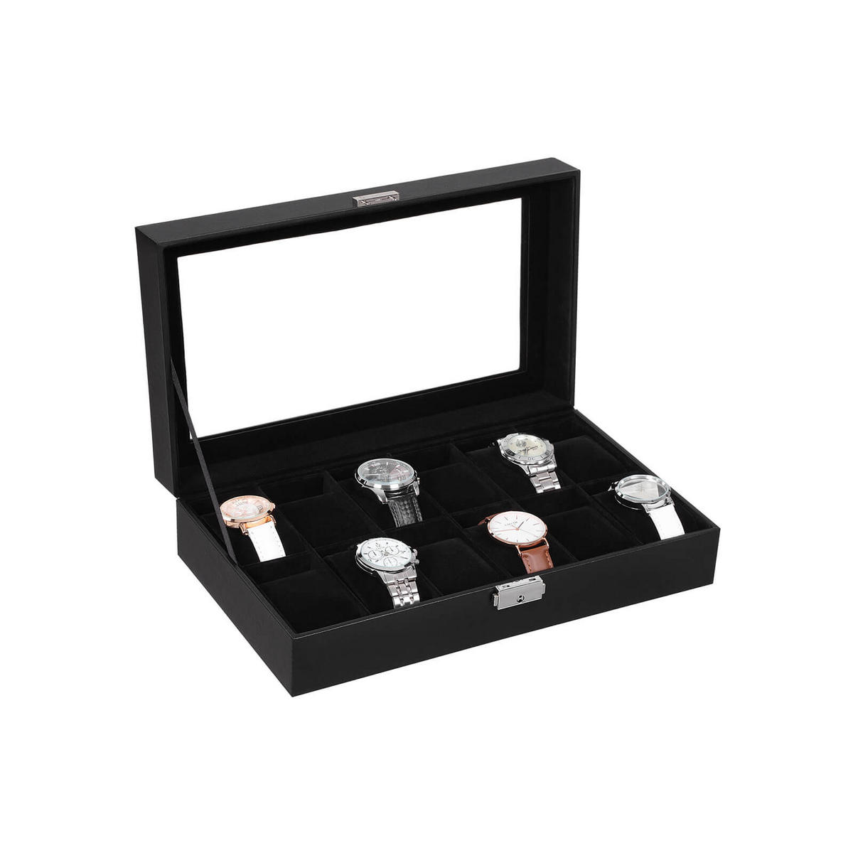 UHRENBOX Port Louis - Schwarz, Glas (21/8.5/30cm) - Hansiro
