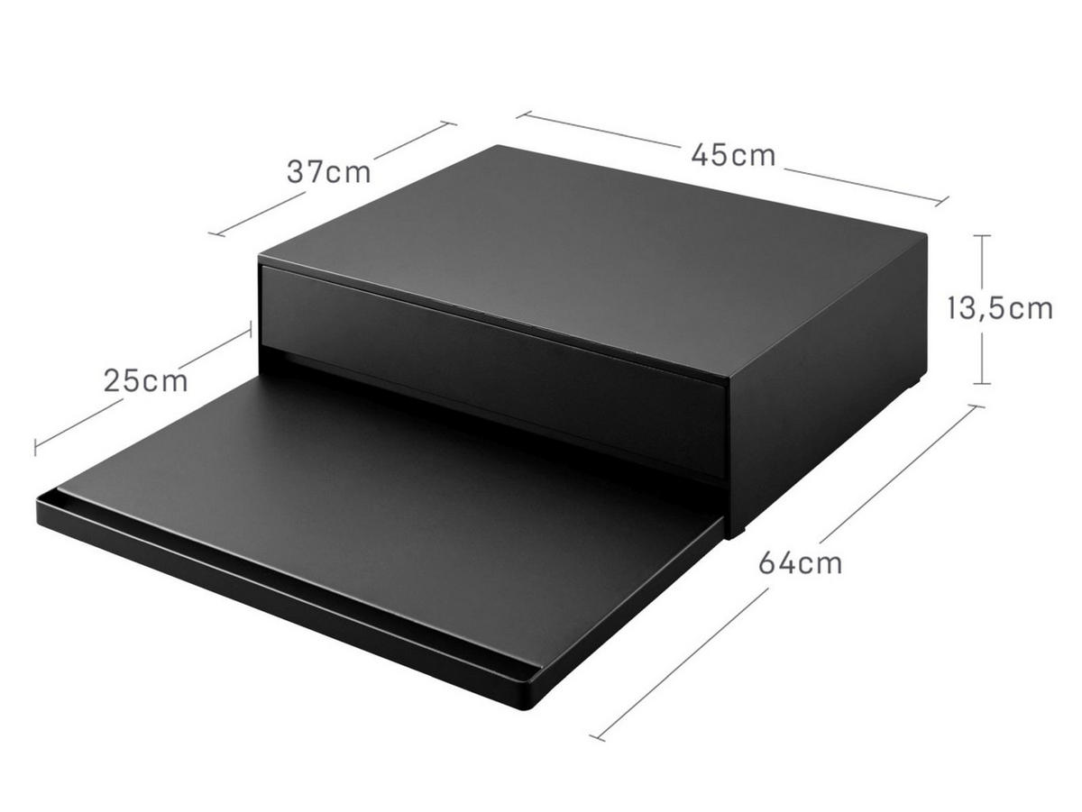 ARBEITSPLATTEN-AUSZIEHTABLETT Tower schwarz 45/13/37 cm mit 1 Schublade - Schwarz, Metall (45/13/37cm) - Yamazaki