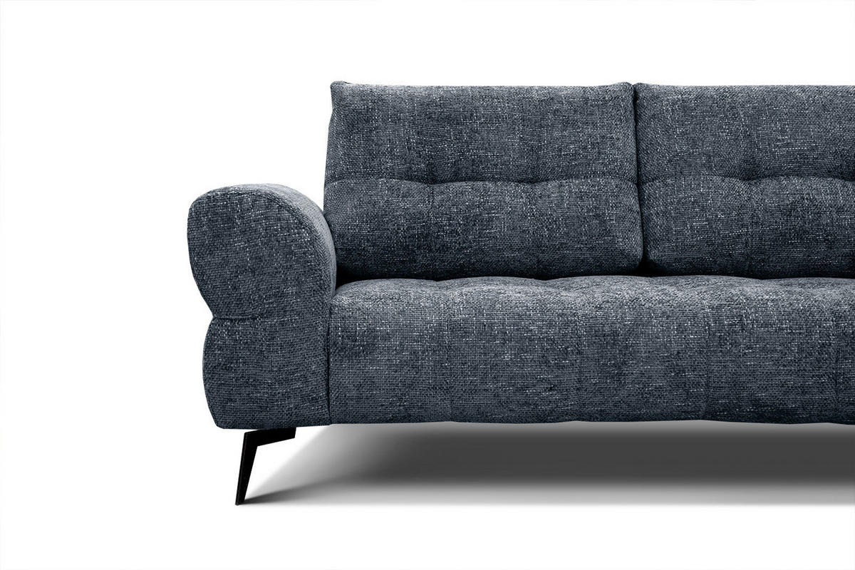 ECKSOFA SALVINI 5-Sitzer, dunkelblau - Schwarz/Dunkelblau, Holzwerkstoff/Textil (292/158cm) - Courtois Laville