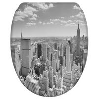 WC-SITZ mit Absenkautomatik & Top Fix Skyline New York - Grau, Holzwerkstoff (37.7/5.5/48cm) - Sanilo