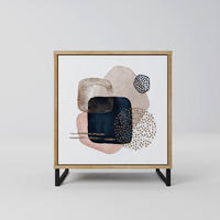SIDEBOARD COLORFUL SHAPES, Eichefarben, 57,5x42x67,5 cm, Schwarze Metall-Rahmenfüße - Eichefarben/Multicolor, Holzwerkstoff/Metall (57.5/67.5/42cm) - SpaceRebels