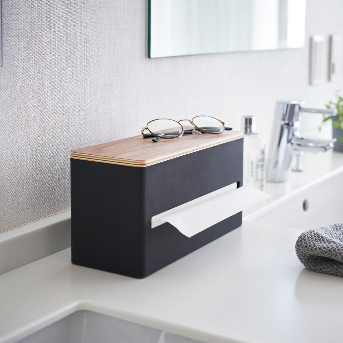 TASCHENTUCHHALTER - rin 26/11/14 cm - Schwarz, Metall (26/11/14cm) - Yamazaki