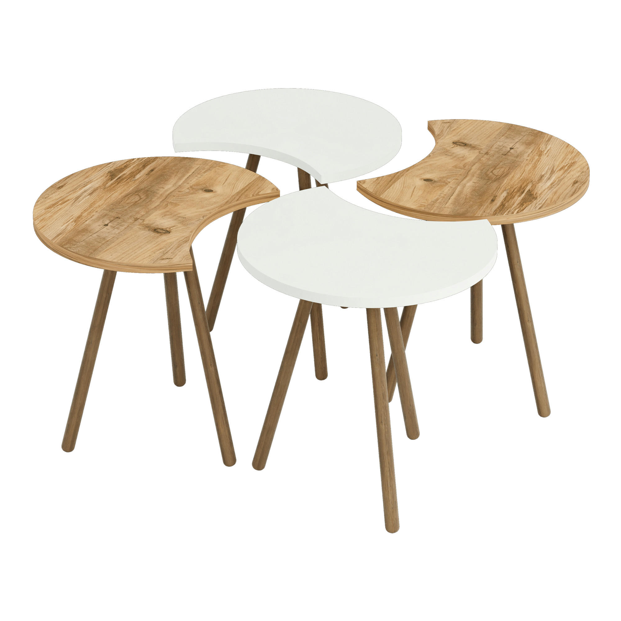 COUCHTISCH SET Højer 4-teilig 45/32/48 - Multicolor, Holzwerkstoff (32/45/48cm) - [en.casa]