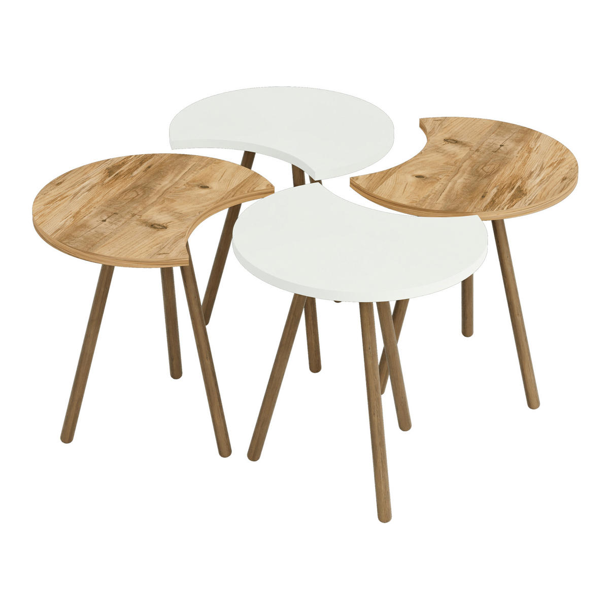 COUCHTISCH SET Højer 4-teilig 45/32/48 - Multicolor, Holzwerkstoff (32/45/48cm) - [en.casa]