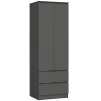 KLEIDERSCHRANK Graphitgrau 180x60x51 cm - Graphitfarben, Holzwerkstoff (60/180/51cm) - Akord