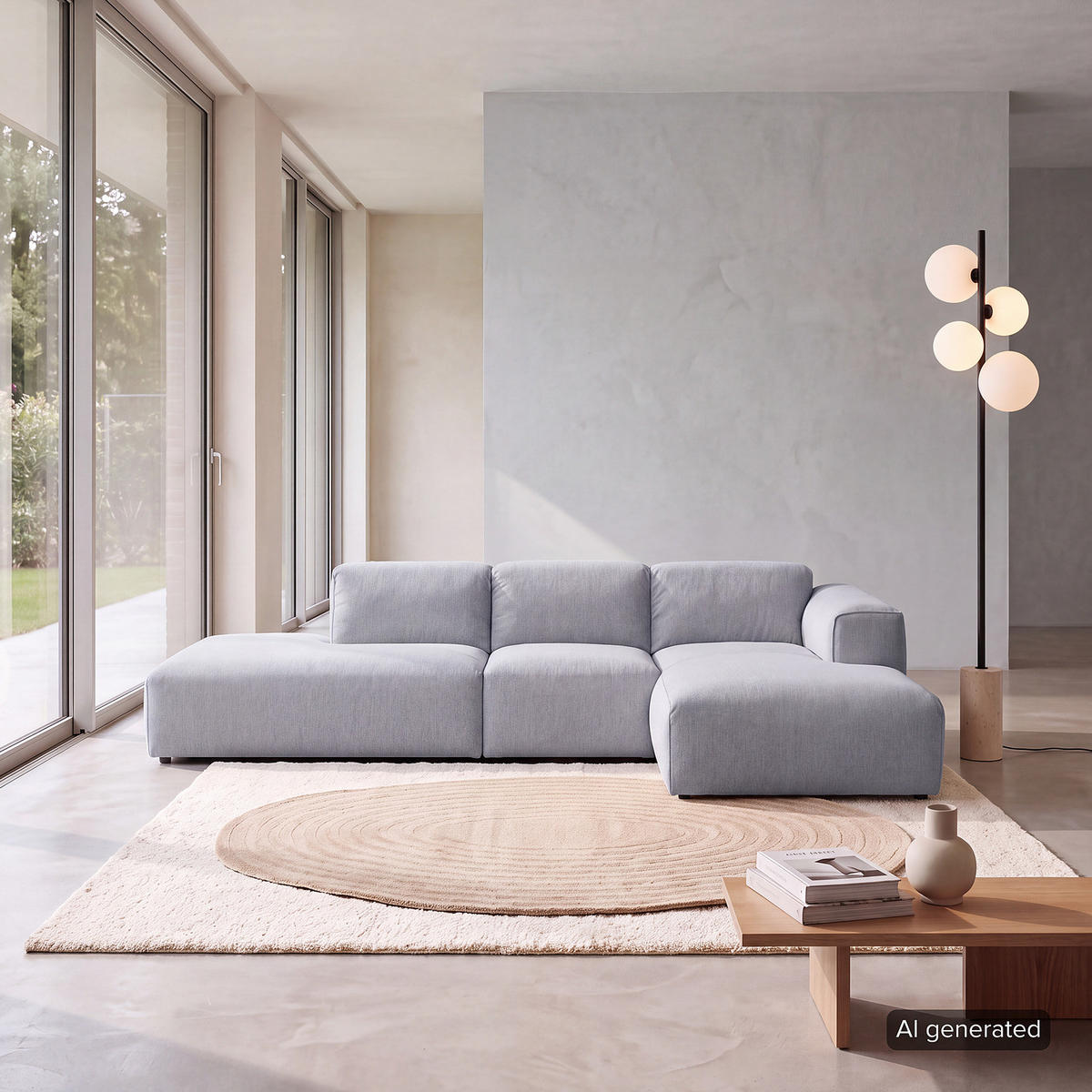 ECKSOFA mit Chaiselongue - Hellgrau/Schwarz, Kunststoff/Textil (290/173cm) - home24