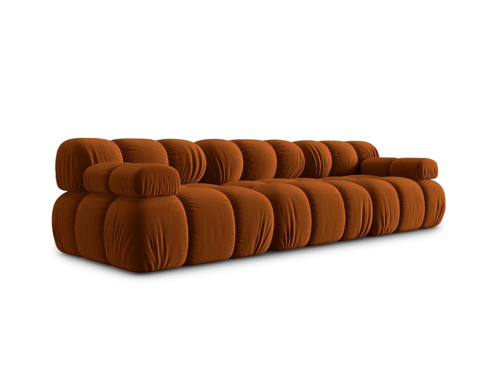 MODULARES-SOFA Bellis aus Samt terrakotta 3 Sitzplätze - Terracotta, Textil (94/63/282cm) - Micadoni