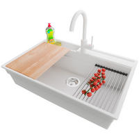 GRANITSPÜLE Oslo Pocket, 2-er set Weiß 78/53 cm 1 Becken + Küchenarmatur 32/20 cm + Ablauf-Set + Küchenzubehörset ab 80er Unterschrank - Chromfarben/Beige, Kunststoff (78/20/53cm) - Primagran