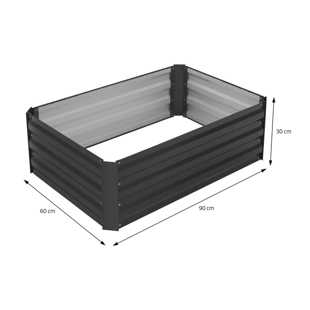 HOCHBEET 3er Set - Anthrazit, Metall (60/30/90cm) - ML-DESIGN