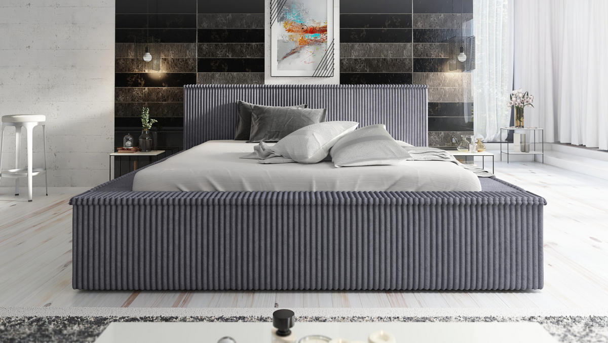 POLSTERBETT RIO 90x200 Dunkelgrau - Dunkelgrau, Textil (90/200cm) - A&J MöbelLand