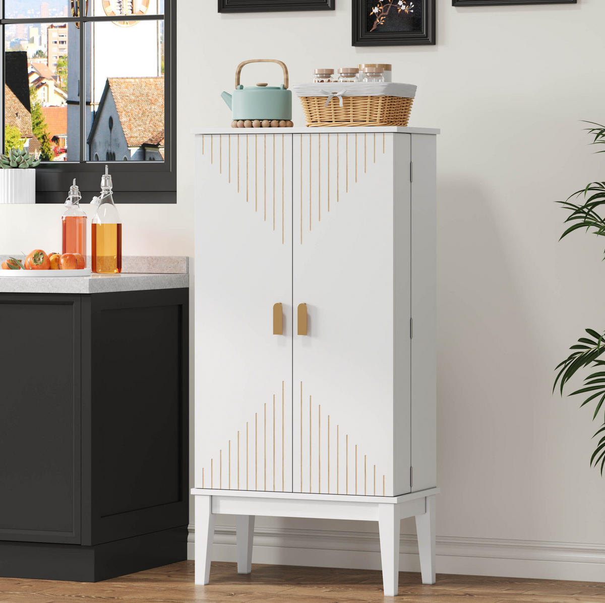 BUFFET 120/30/59 cm Weiß aus MDF mit 2 Türen - Weiß, Holzwerkstoff (59/120/30cm) - OKWISH