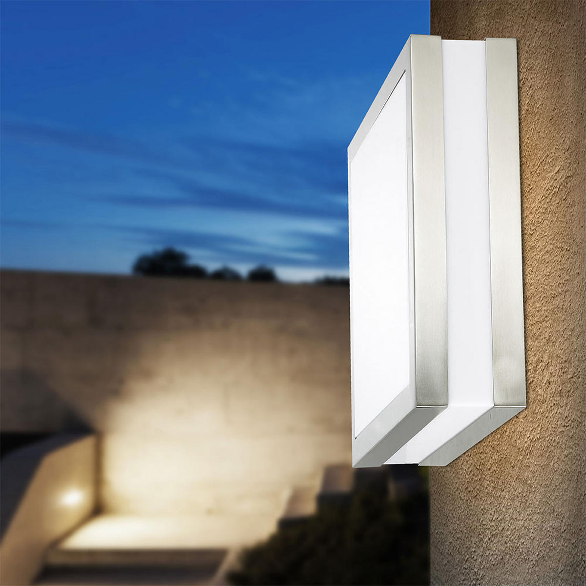 LED AUßENDECKENLEUCHTE Edelstahl Silber CREEK - Silberfarben, Metall (28.5/28.5/8.5cm) - Globo Lighting