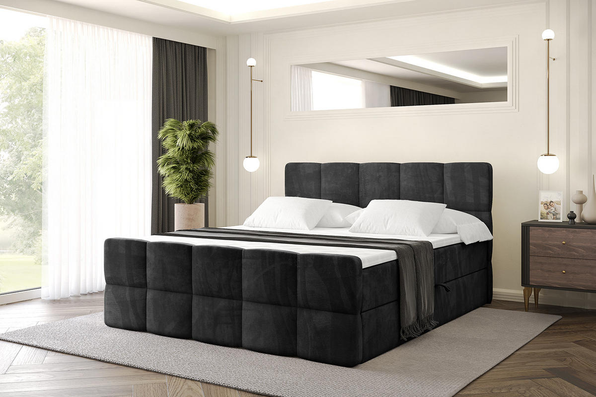 BOXBETT mit Matratze und Lattenrost - LIRO-Z - 160x200 - Schwarz Casablanca - Schwarz, Holzwerkstoff (160/200cm) - ALTDECOR