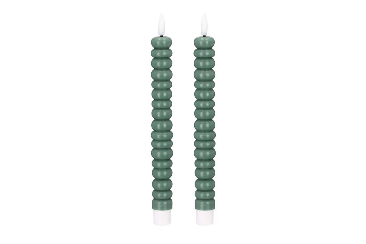 LED-KERZENSET Ø2,2x22 cm, Dunkelgrün - Dunkelgrün, Naturmaterialien (2.2/2.2/22cm) - dasmöbelwerk
