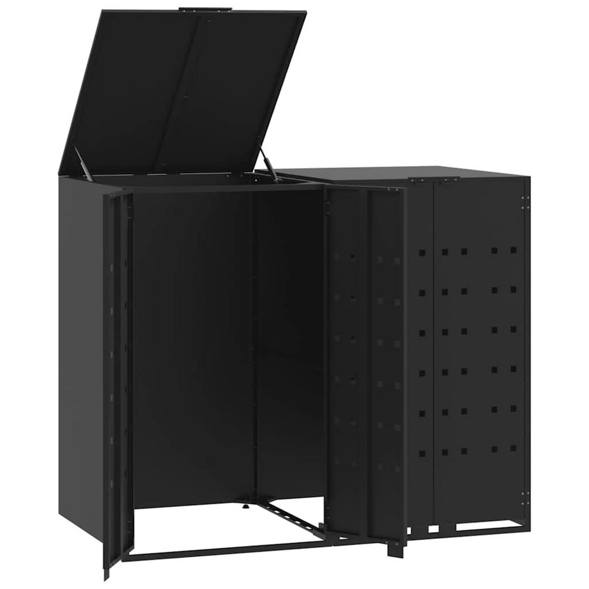 MÜLLTONNENBOX Gorilo für 2 Tonnen Schwarz 138x79x117 cm - Schwarz, Metall (138/117/79cm) - DELUKE
