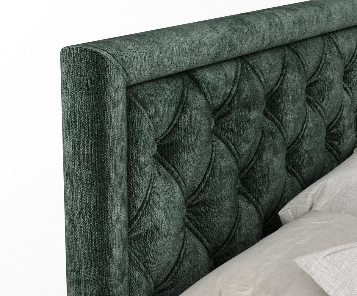 BOXSPRINGBETT Aurelia Grün 140/200 cm - Schwarz/Grün, Holz/Holzwerkstoff (140/200cm) - Maison de Reve