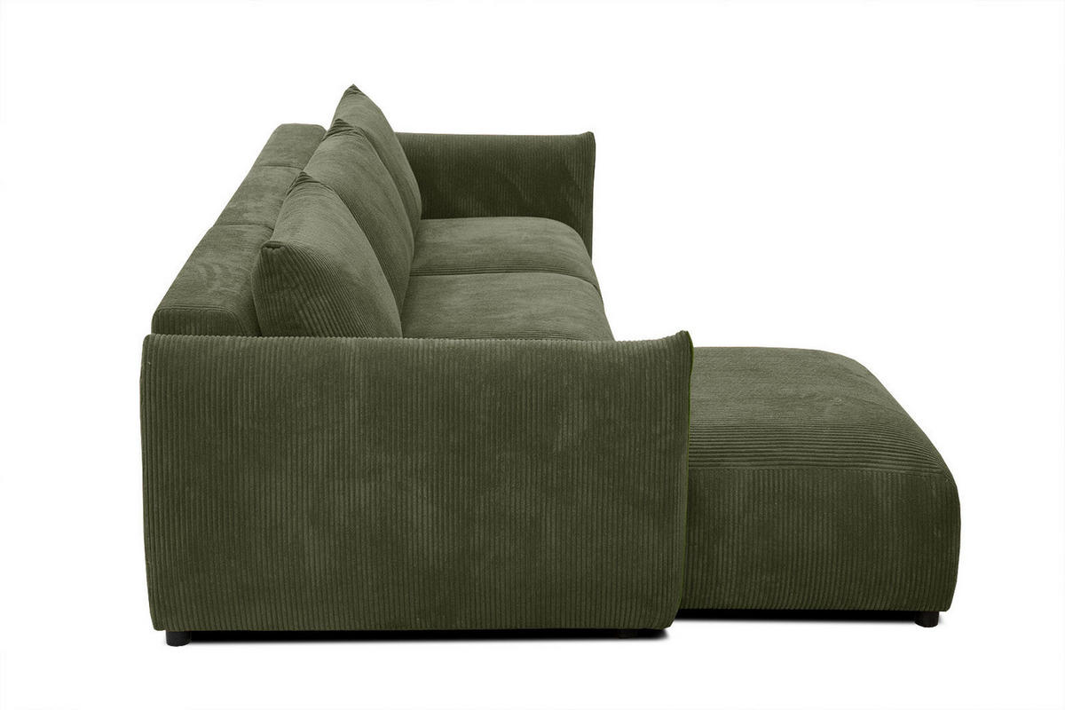ECKSOFA TAUER 5-Sitzer, olivgrün - Schwarz/Olivgrün, Holzwerkstoff/Kunststoff (173/294cm) - Courtois Laville