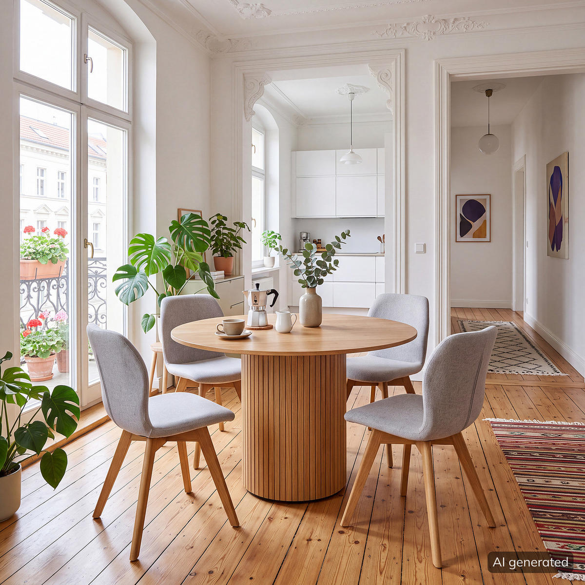 ESSTISCH - MDF / Eisen - Eichefarben, Holzwerkstoff/Metall (120/120/75cm) - home24