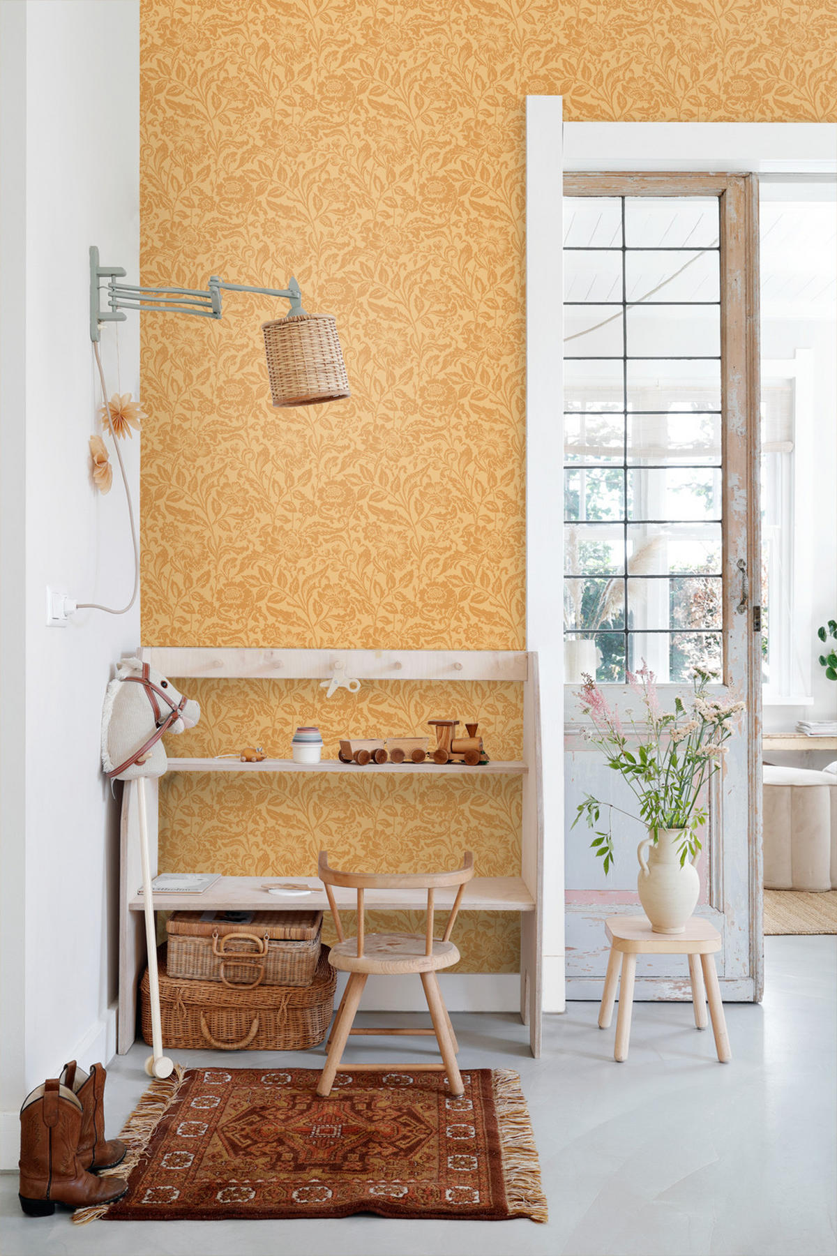 TAPETE Blumenmuster 50 x 900 cm - Orange, Papier (50/900cm) - ESTAhome