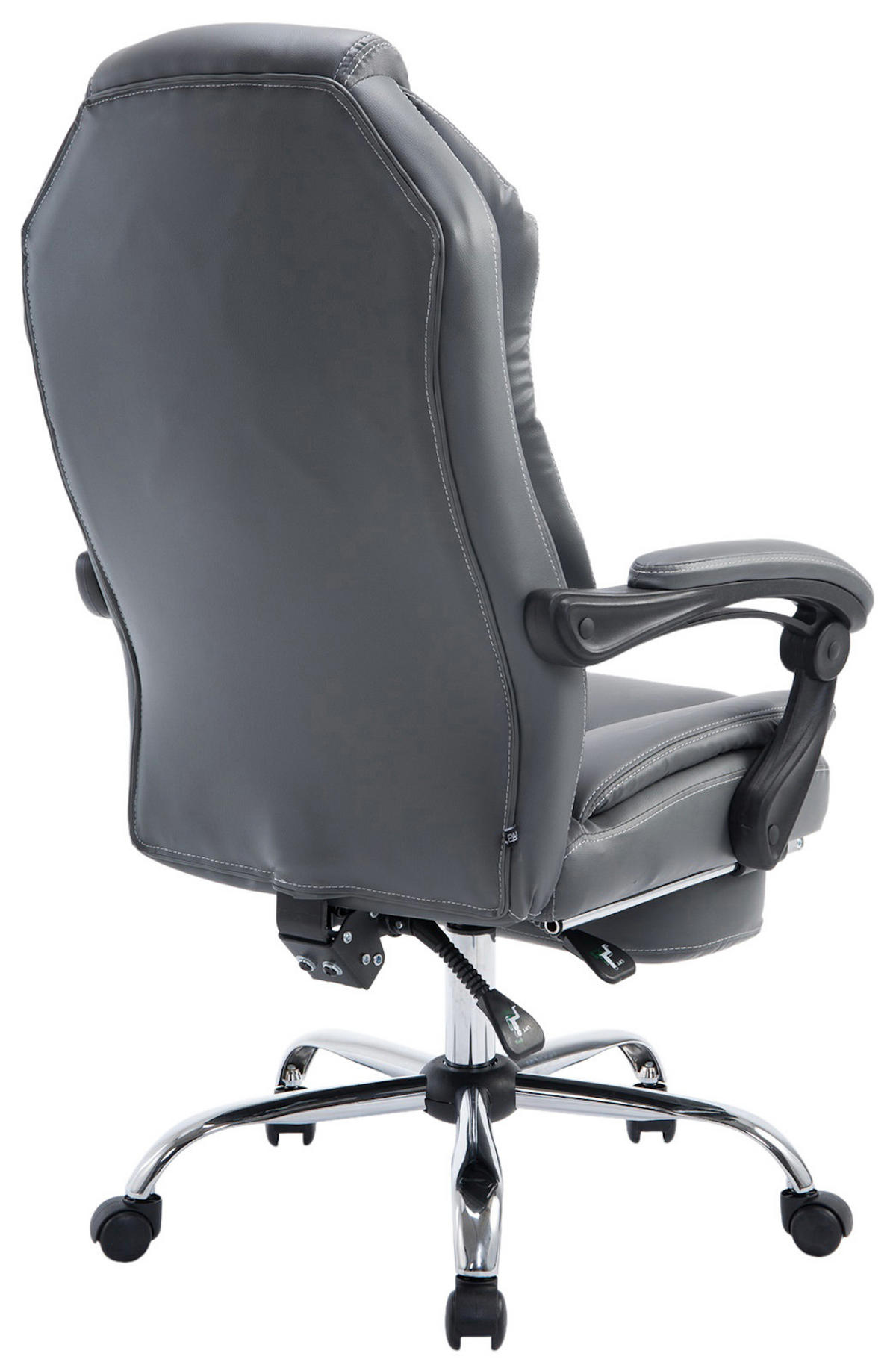 CHEFSESSEL Lederlook Grau - Chromfarben/Grau, Textil/Metall (67/114/64cm) - CLP