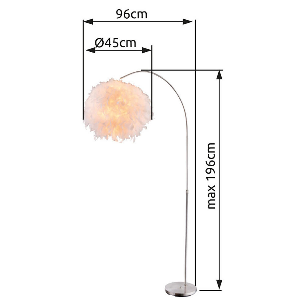 LED STEHLEUCHTE KATUNGA Silber Federschirm - Silberfarben, Metall (96/96/196cm) - Globo Lighting