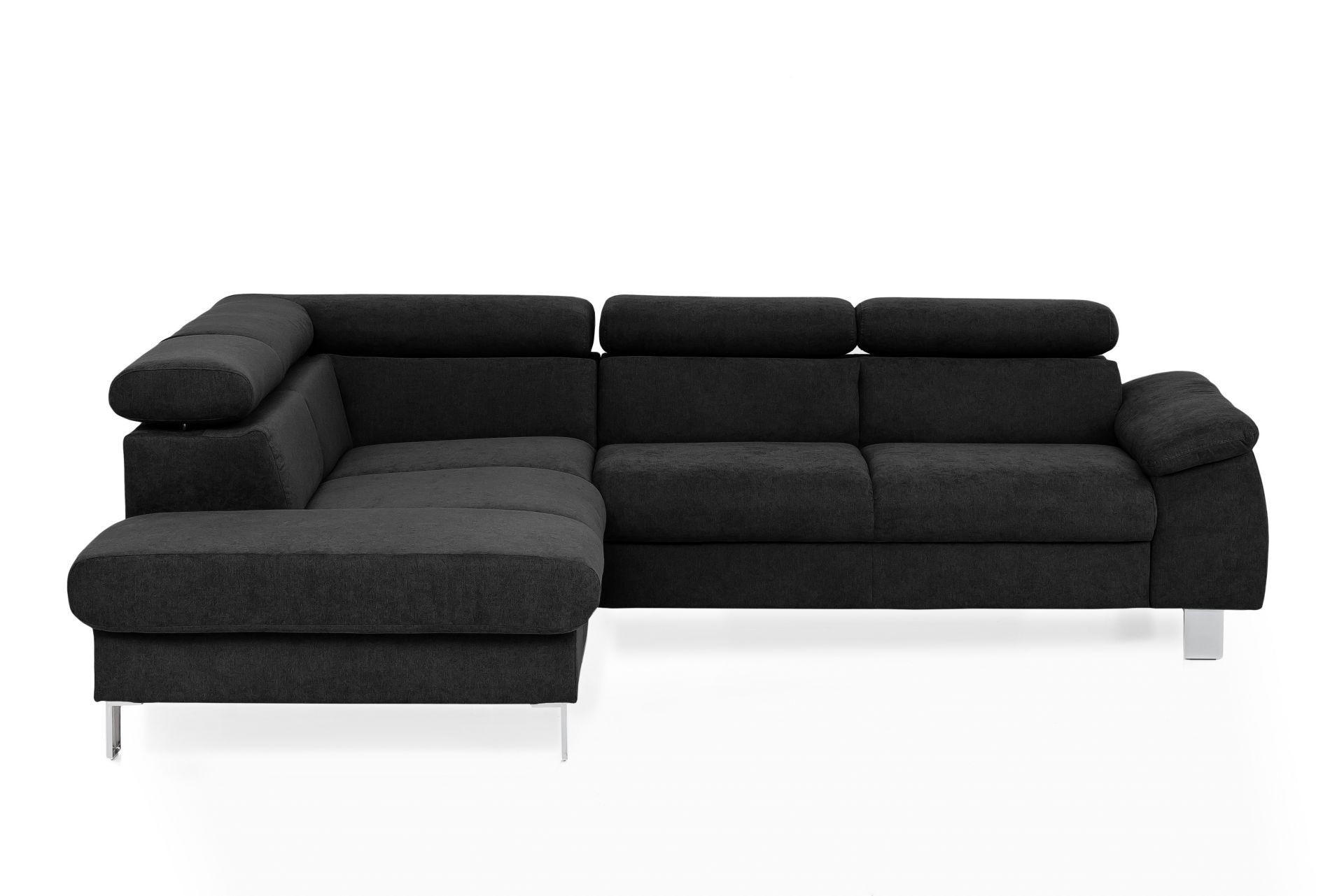 ECKSOFA mit Schlaffunktion und Bettkasten - Chromfarben/Schwarz, Holz/Textil (249/207cm) - Cotta