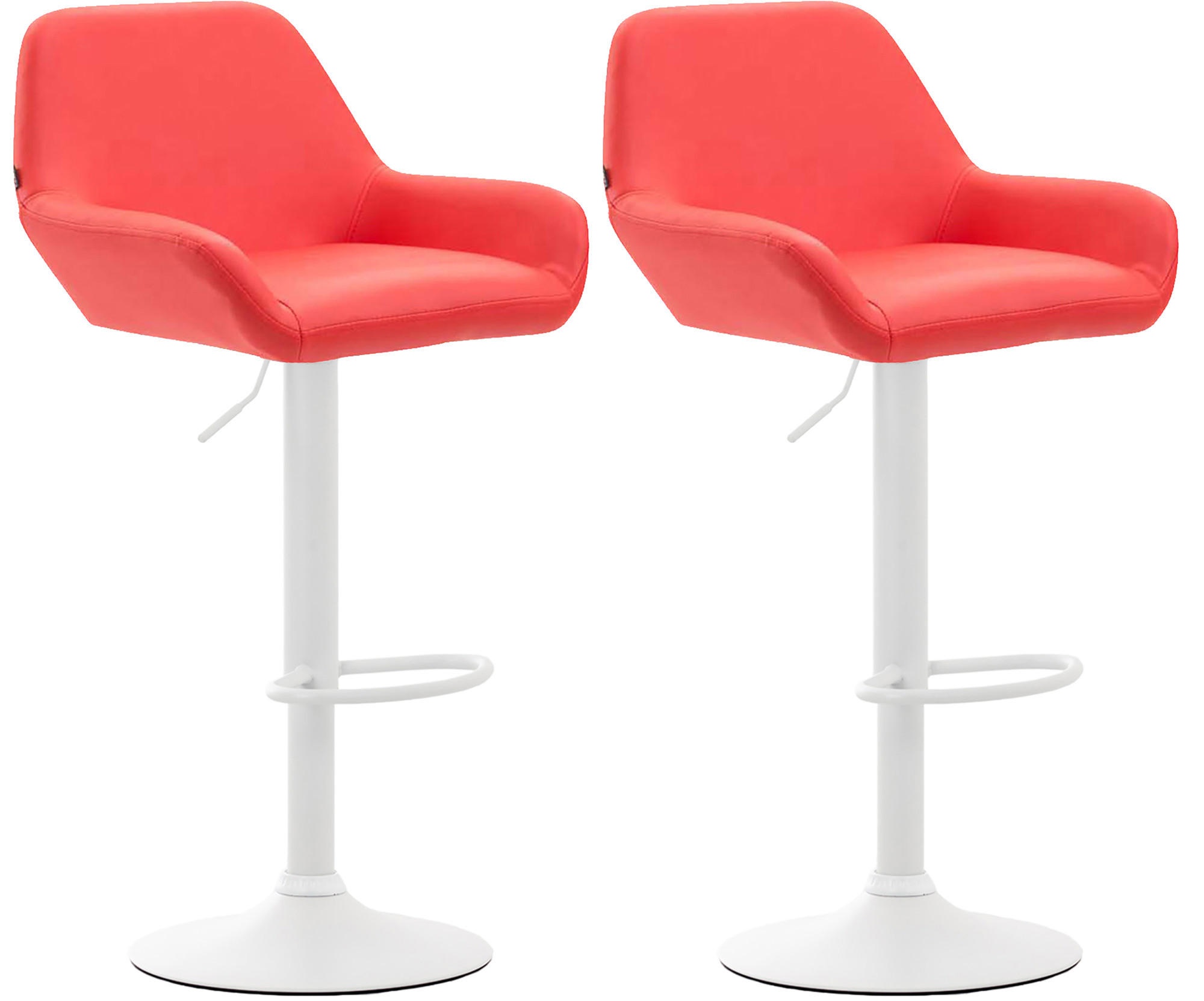 BARHOCKER 2er Set Lederlook rot - Rot/Weiß, Textil/Metall (51/89/52cm) - CLP