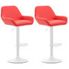 BARHOCKER 2er Set Lederlook rot - Rot/Weiß, Textil/Metall (51/89/52cm) - CLP