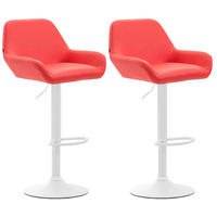 BARHOCKER 2er Set Lederlook rot - Rot/Weiß, Textil/Metall (51/89/52cm) - CLP
