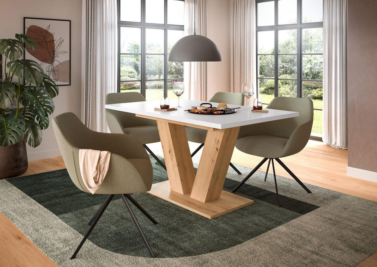 ESSTISCH Velo (B/H/T: ca. 150/76/90 cm) in Artisan Oak Nachbildung/weiß - Eiche Artisan, Holzwerkstoff (90/150/76cm)
