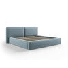 BETT mit Bettkasten und Kopfteil Jodie aus Samt hellblau 200x200cm - Hellblau, Textil (200/200cm) - Micadoni