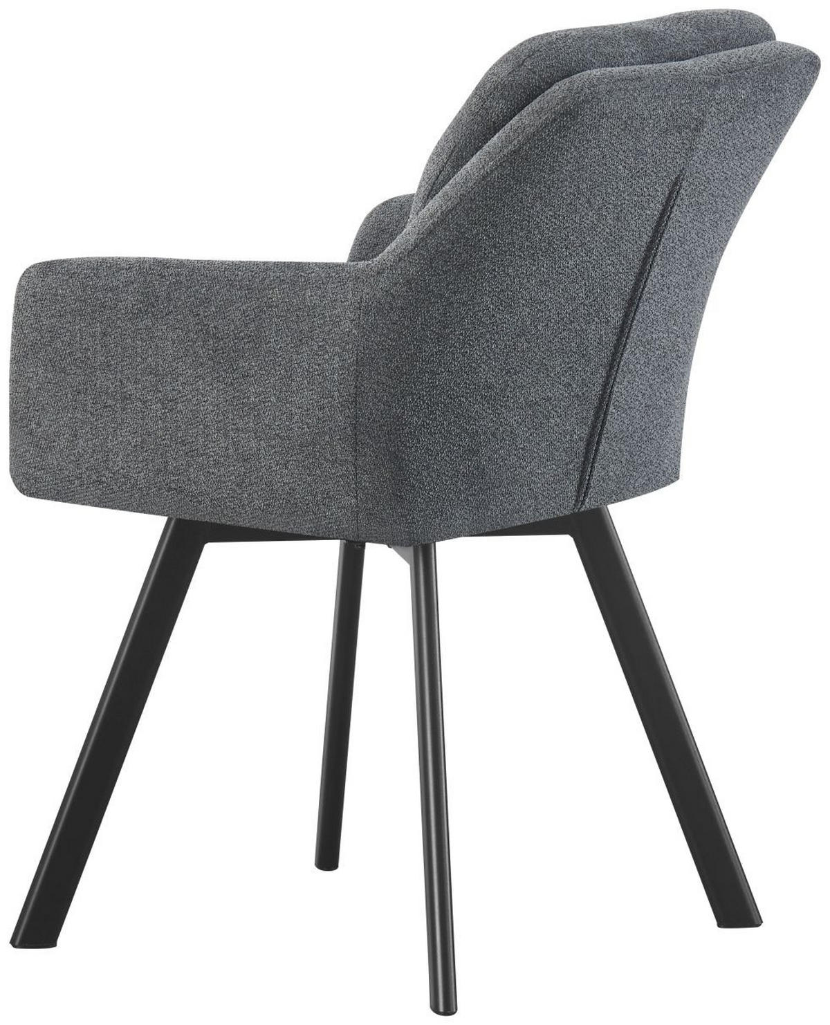 ARMLEHNENSTUHL Sophie anthrazit 2er Set - Anthrazit/Schwarz, Textil/Metall (53/87/62cm) - Xonox