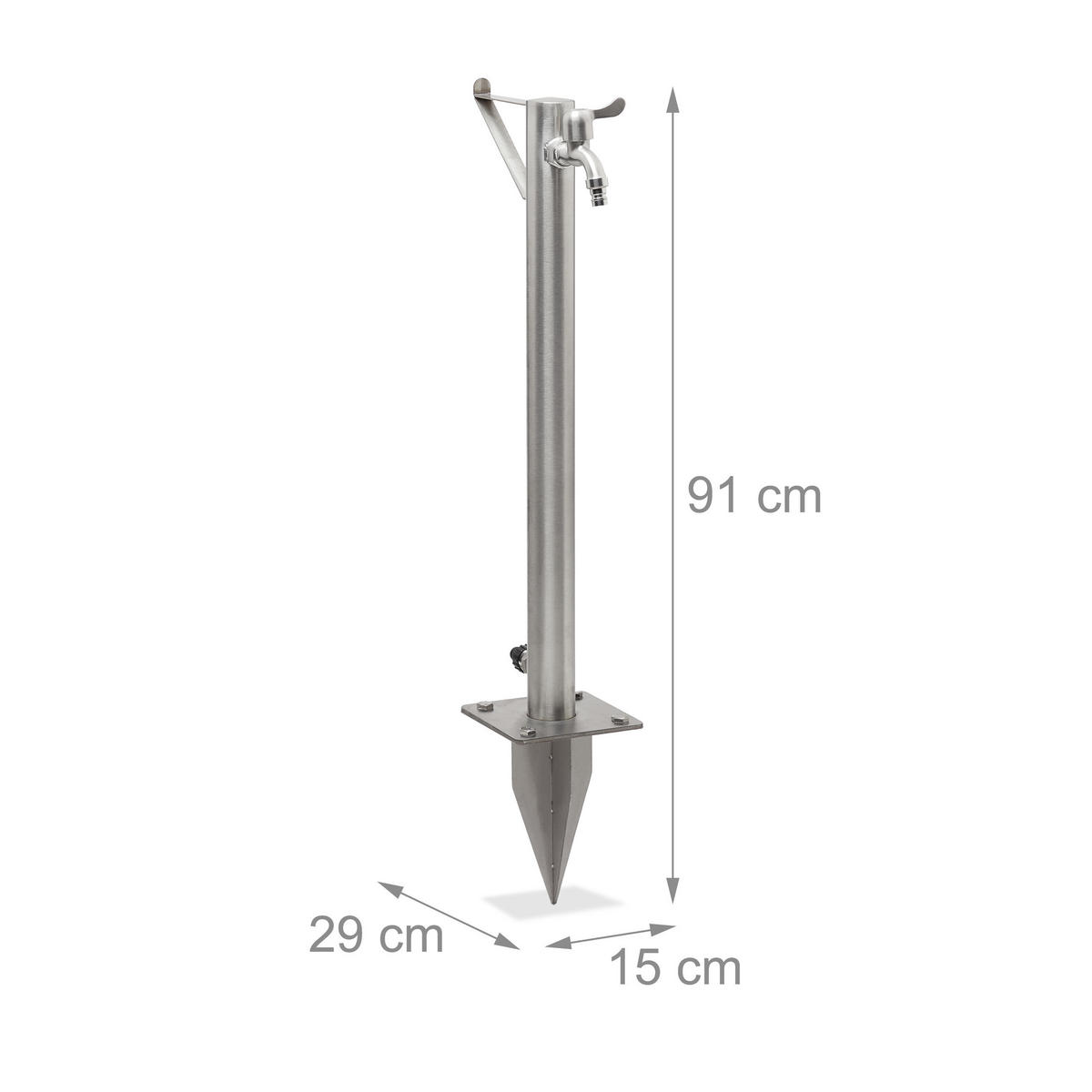 WASSERZAPFSTELLE - Silberfarben, Kunststoff/Metall (29/91/15cm) - Relaxdays
