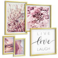 BILDER SET 5er Set - 50x50 cm & 20x30 cm & 40x60 cm Goldrahmen - Italienische Sonnenuntergänge - Goldfarben, Kunststoff (40/60cm) - TULUP